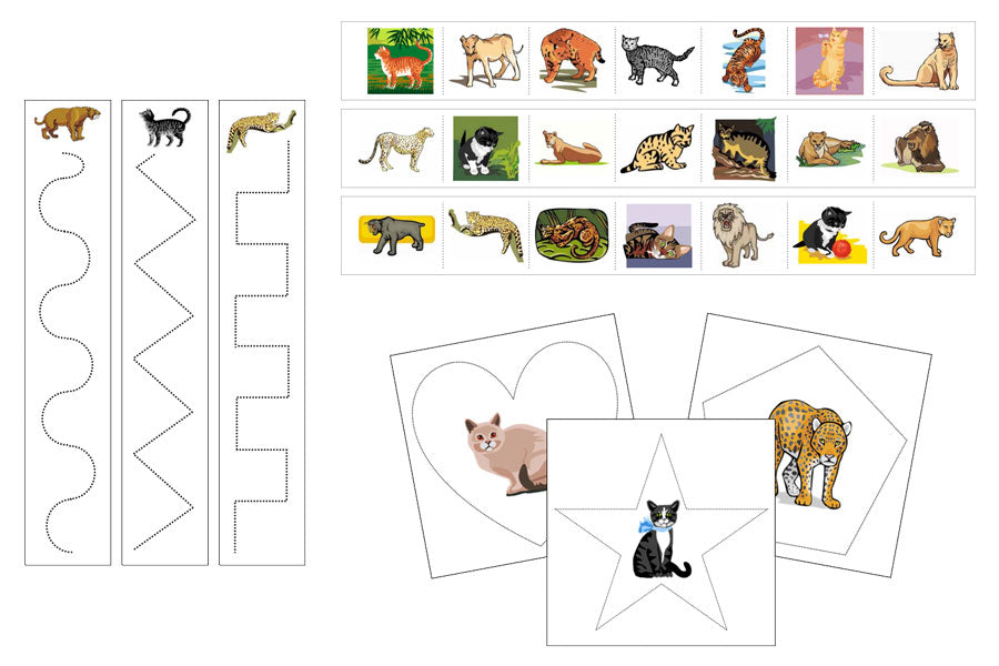 Cats Cutting Work - Preschool Activity - Montessori Print Shop Digital Download