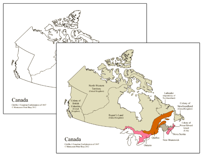 Canadian Confederation of 1867 Maps - Montessori Print Shop Digital Download