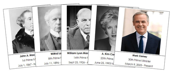 Canadian Prime Minister Cards - Montessori Print Shop