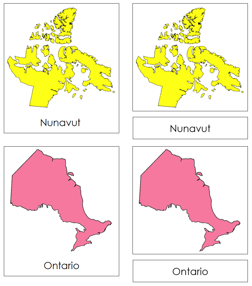 Provinces & Territories of Canada 3-Part Cards (color-coded) - Montessori Print Shop Digital Download