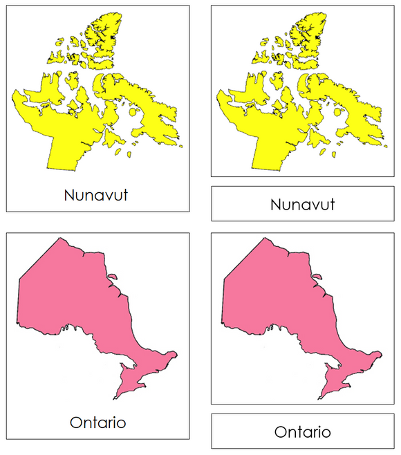 Provinces & Territories of Canada 3-Part Cards (color-coded) - Montessori Print Shop Digital Download