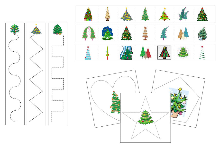 Christmas Tree Cutting Work - Preschool Activity - Montessori Print Shop Digital Download