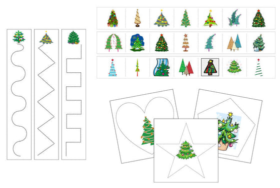 Christmas Tree Cutting Work - Preschool Activity by Montessori Print Shop