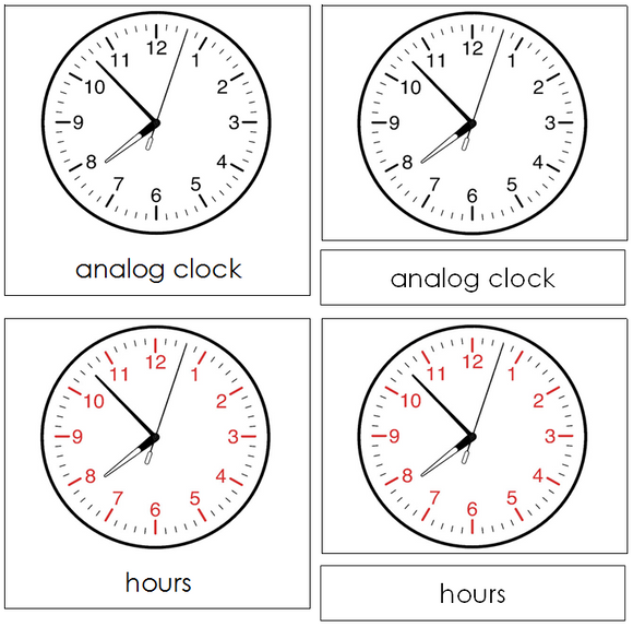 Clock Nomenclature Cards - Montessori Print Shop