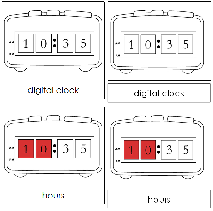 Clock Nomenclature 3-Part Cards - Montessori Print Shop
