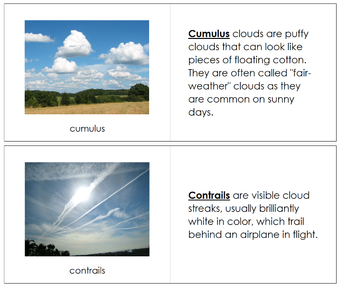 Types of Clouds Nomenclature Book - Montessori Print Shop Digital Download