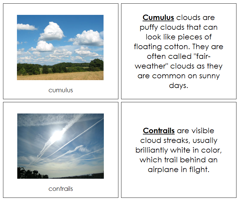 Cloud Nomenclature Book - Montessori Print Shop Digital Download