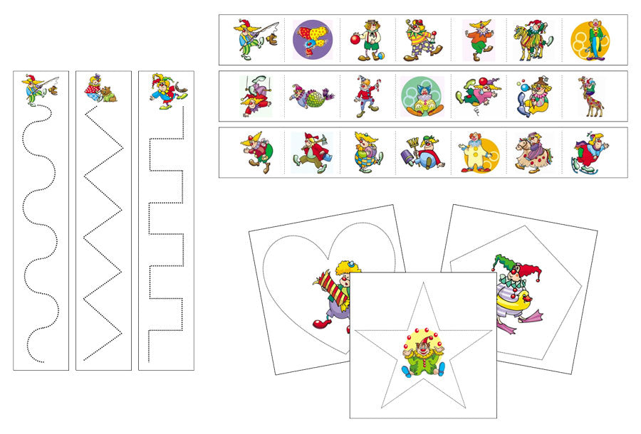 Clowns Cutting Work - Preschool Activity - Montessori Print Shop Digital Download