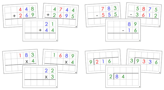 Math Operations Command Cards (color) Bundle - Montessori Print Shop