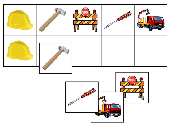 Construction Match-Up & Memory Game - Montessori Print Shop preschool activity