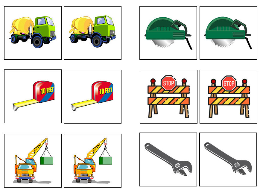 Construction Match-Up & Memory Game - Montessori Print Shop Digital Download preschool activity