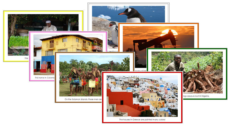 World Continent Cards Bundle (color borders) - Montessori Print Shop Digital Download