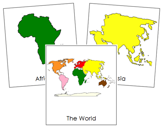 Continent Cards - Montessori geography cards