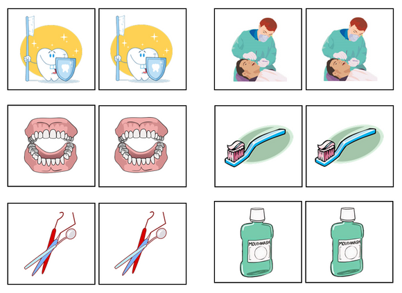 Dental Match-Up & Memory Game - Montessori Print Shop preschool activity