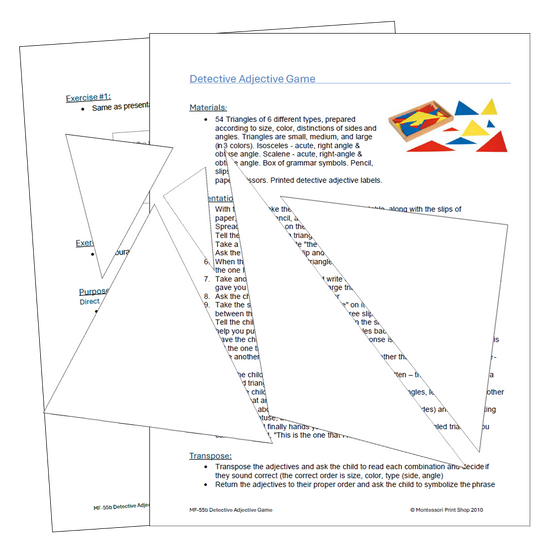 Detective Adjective Game & Instructions (Outlines) - Montessori Print Shop Digital Download