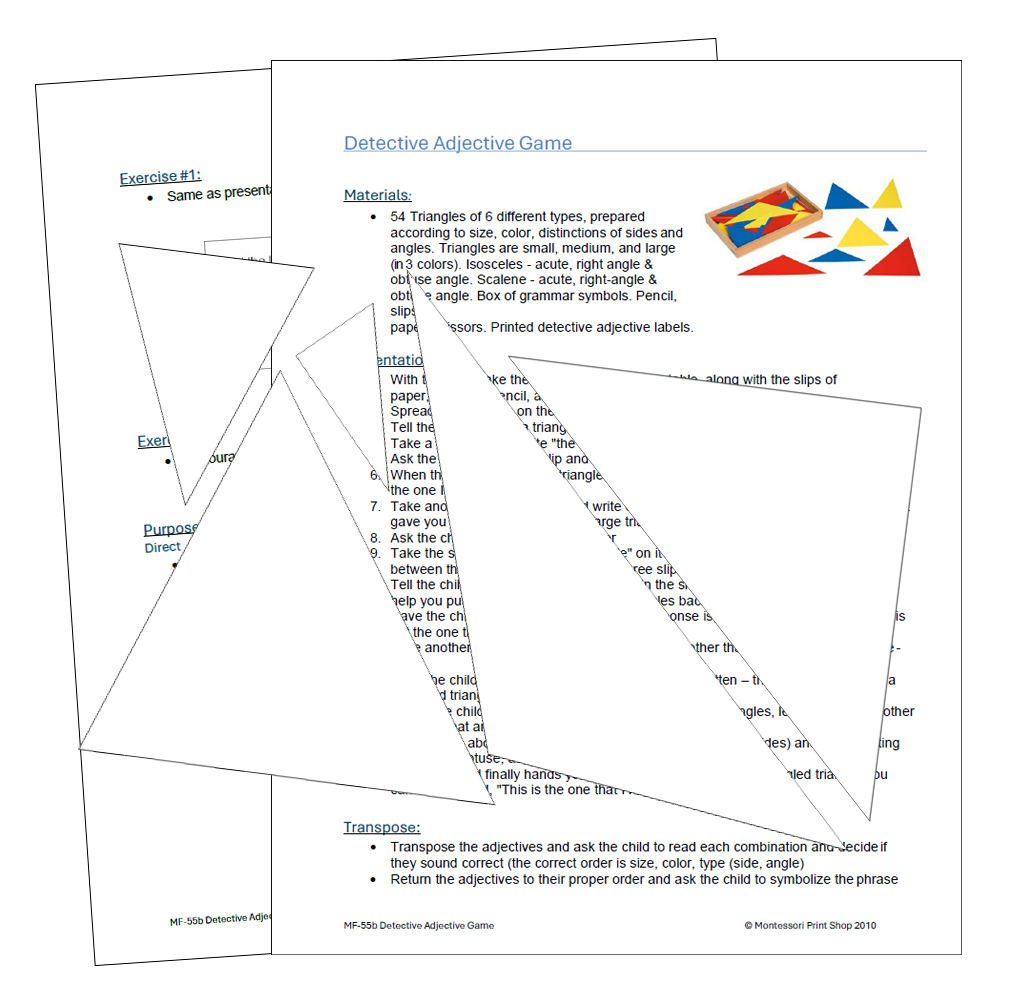 Detective Adjective Game & Instructions (Outlines) - Montessori Print Shop Digital Download