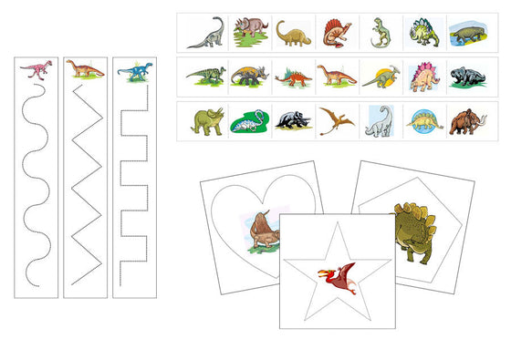 Dinosaurs Cutting Work - Preschool Activity - Montessori Print Shop Digital Download