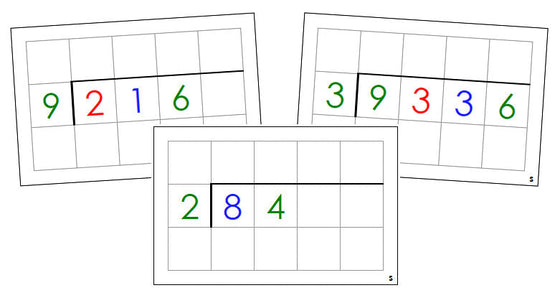 Montessori Division Command Cards (color) - Montessori Print Shop