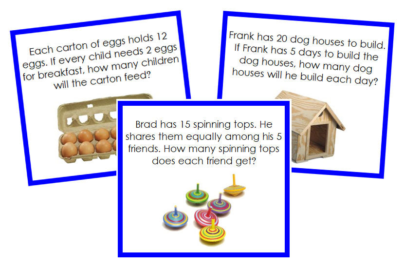 Division Word Problems (color) - Montessori Print Shop Digital Download