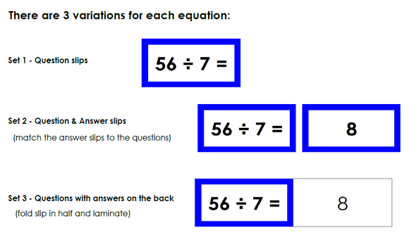 Montessori Division Equation slips - Montessori Print Shop Digital Download