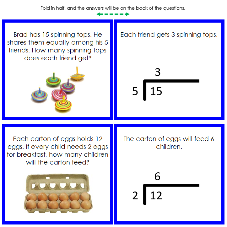 Division Word Problems (color) - Montessori Print Shop Digital Download