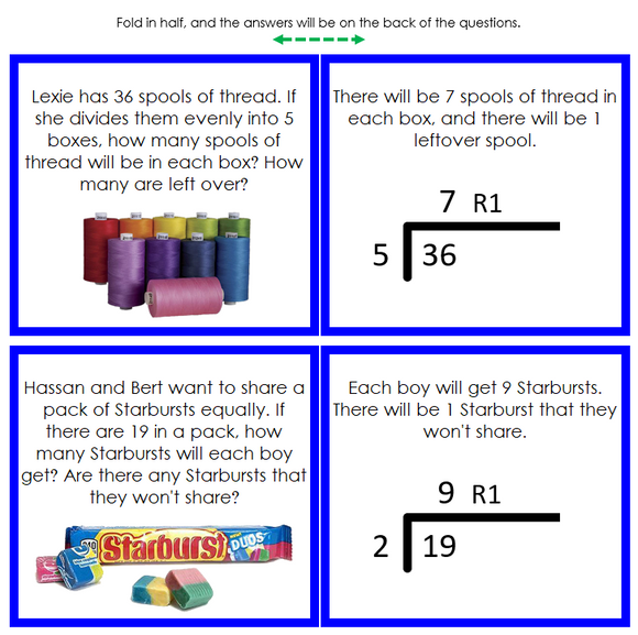 Division Word Problems (color) Set 2 - Montessori Print Shop Digital Download