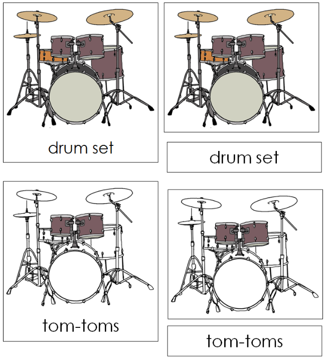 Parts of a Drum Set 3-Part Nomenclature Cards - Montessori Print Shop Digital Download