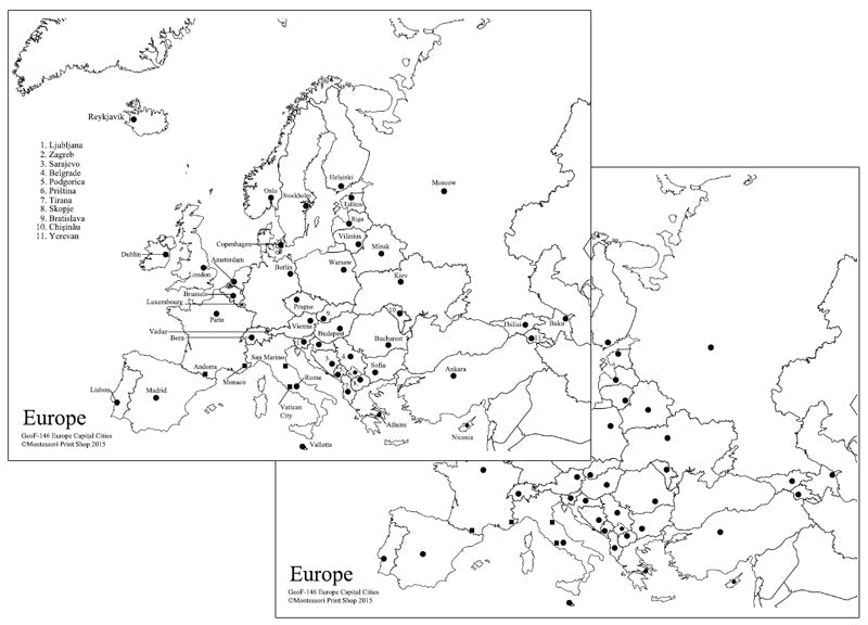 Capital Cities of Europe Maps - Montessori Print Shop Digital Download