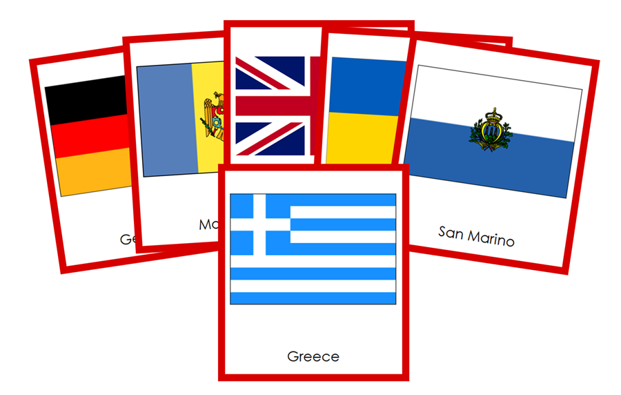 Flags of Europe 3-Part Continent Cards - Montessori Print Shop Digital Download