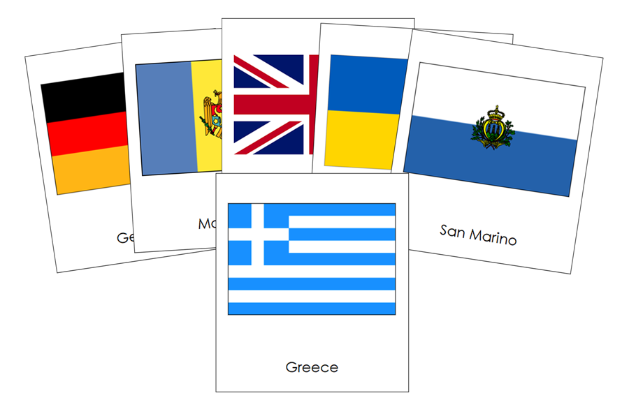 Flags of Europe 3-Part Cards - Montessori Print Shop Digital Download