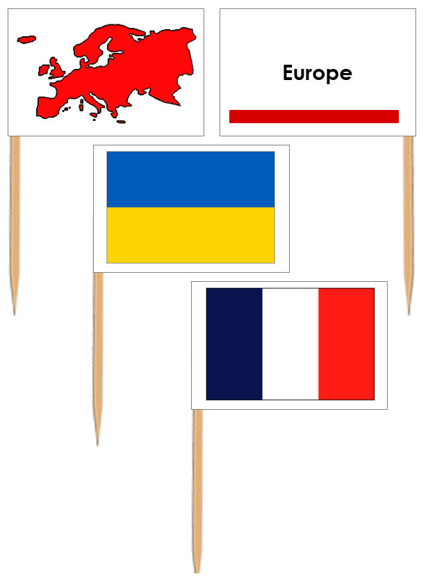 Map Labels of Europe (Pin Flags) - Montessori Print Shop Digital Download