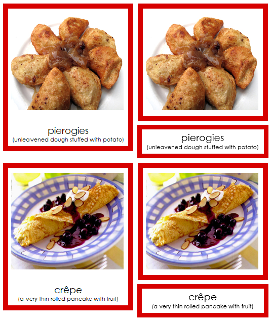 European Food Cards (color-coded) - Montessori Print Shop
