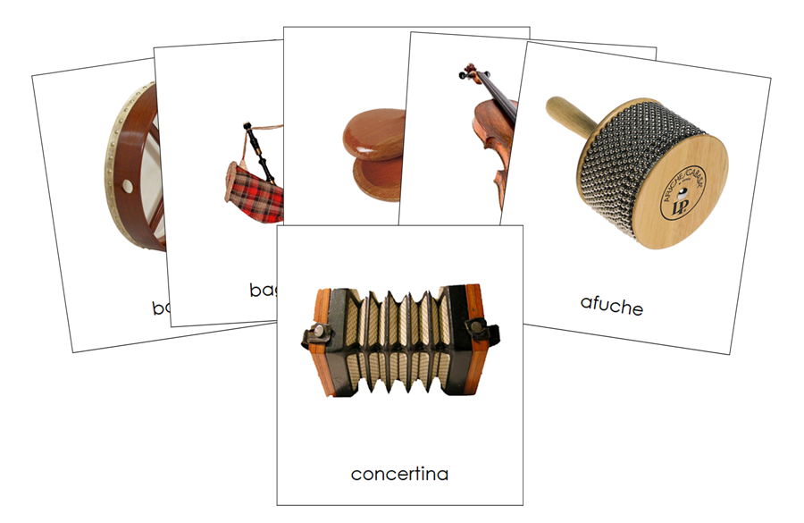 Musical Instruments of Europe 3-Part Continent Cards - Montessori Print Shop Digital Download