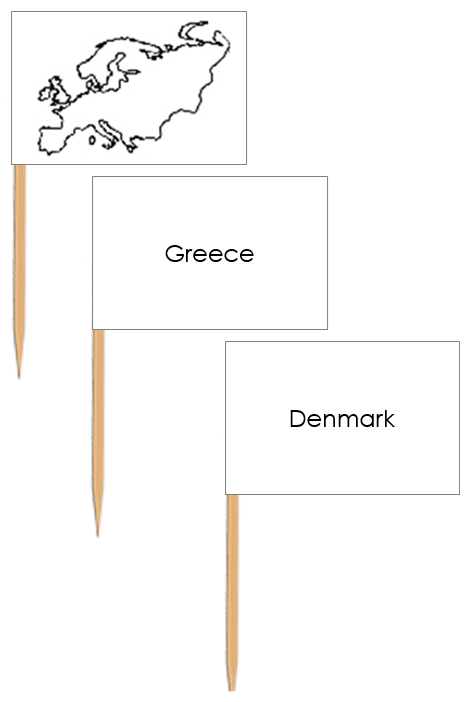 Europe Map Labels: Pin Flags - Montessori Print Shop Digital Download geography materials