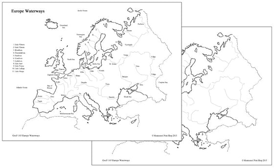 European Waterways Map - Montessori Print Shop Digital Download geography materials