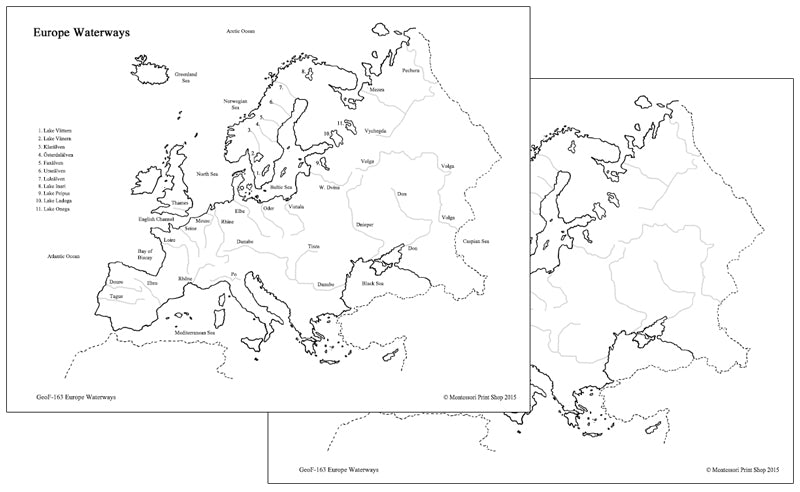 European Waterways Map - Montessori Print Shop Digital Download geography materials