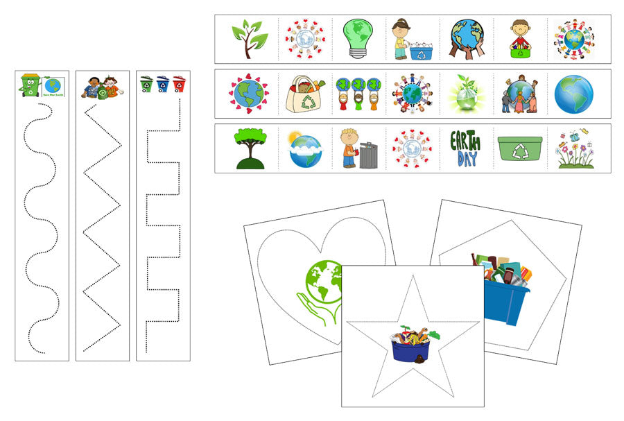 Earth Day Cutting Work - Preschool Activity - Montessori Print Shop Digital Download