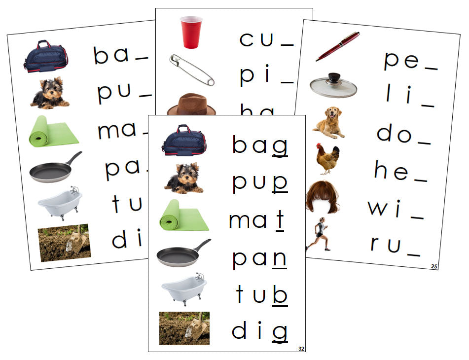 Montessori Step 1: Ending Sound Cards (photos) - Montessori Print Shop phonics language program