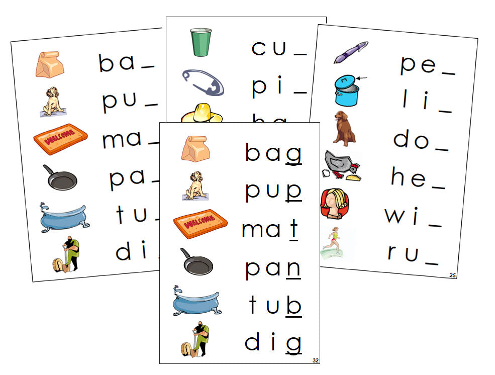 Montessori Step 1: Ending Sound Cards - Montessori language cards - Montessori Print Shop