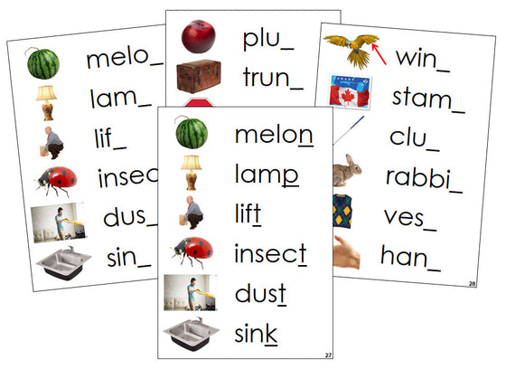 Montessori Step 2: Ending Sound Cards (photos) - Montessori Print Shop phonics program