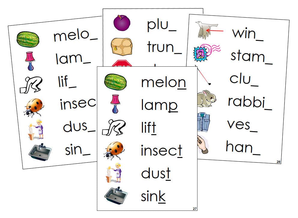 Montessori Step 2: Ending Sound Cards - Montessori phonetic language cards - Montessori Print Shop