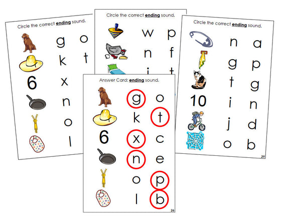 Montessori Step 1: Ending Sound Choice Cards - Montessori language cards - Montessori Print Shop