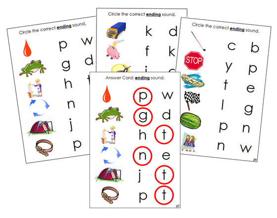 Montessori Step 2: Phonetic Ending Sound Choice Cards - Montessori phonetic language cards - Montessori Print Shop