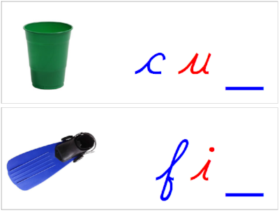 Ending Sound Cards - cursive montessori moveable alphabet