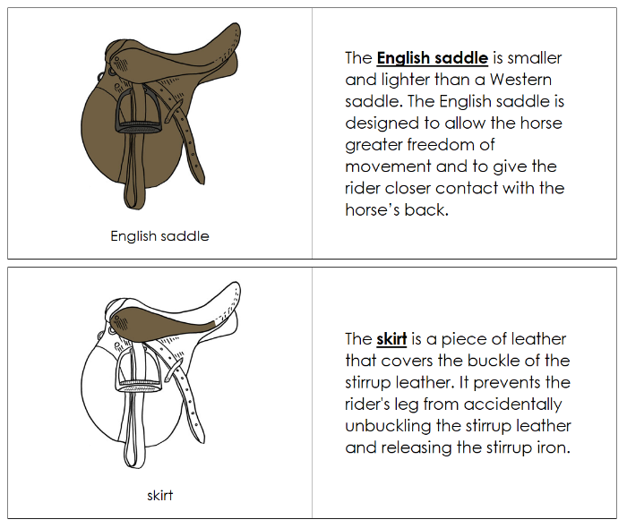 English Saddle Nomenclature Book - Montessori Print Shop Digital Download