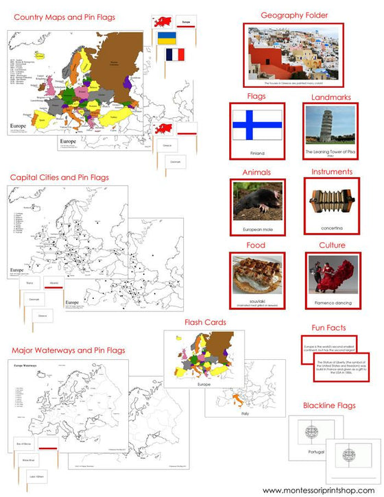 Europe Geography Deluxe Bundle - Montessori Geography Cards