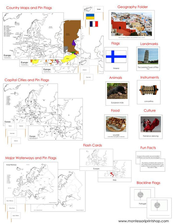 Europe Geography Deluxe Bundle - Montessori Geography Cards