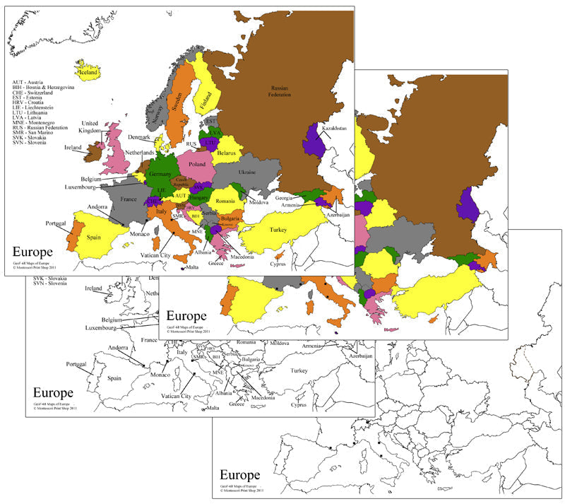 Montessori Maps of Europe - Montessori Print Shop Digital Download