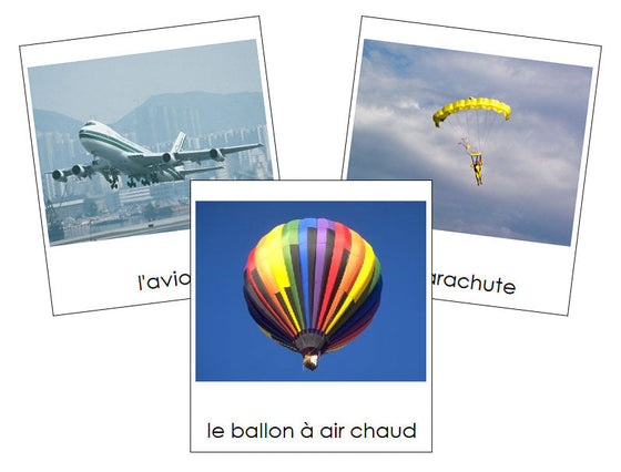 French - Air Transportation - Les cartes de transport aérien - Montessori Print Shop