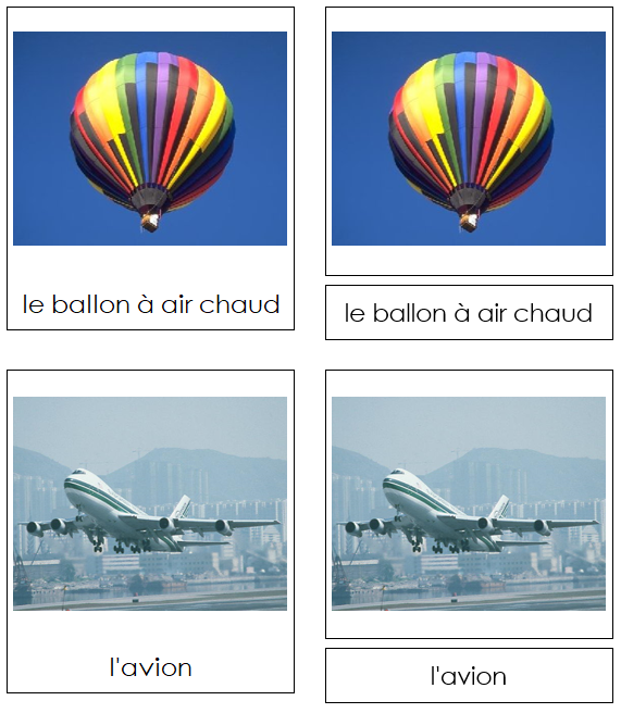 French - Air Transportation - Les cartes de transport aérien - Montessori Print Shop Digital Download